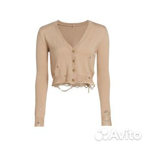 Укороченный кардиган из мериносовой шерсти с эффек