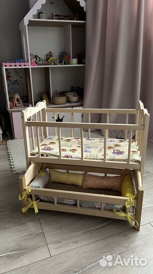 Кровать деревянная кукольная двухъярусная