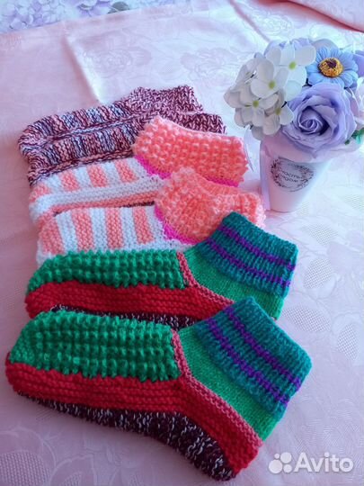 Носки ручной вязки шерстяные