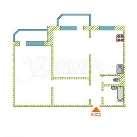 2-к. квартира, 64,6 м², 6/10 эт.