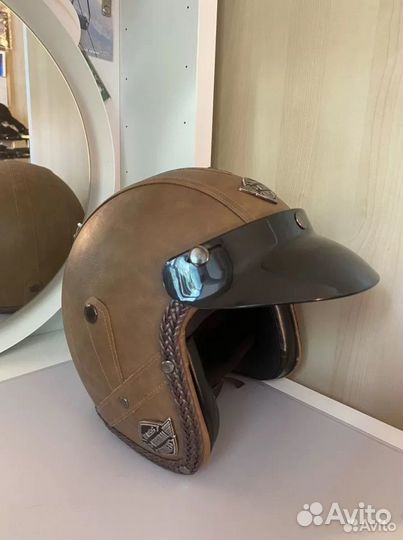 Мото шлем открытый кожа, новый SM