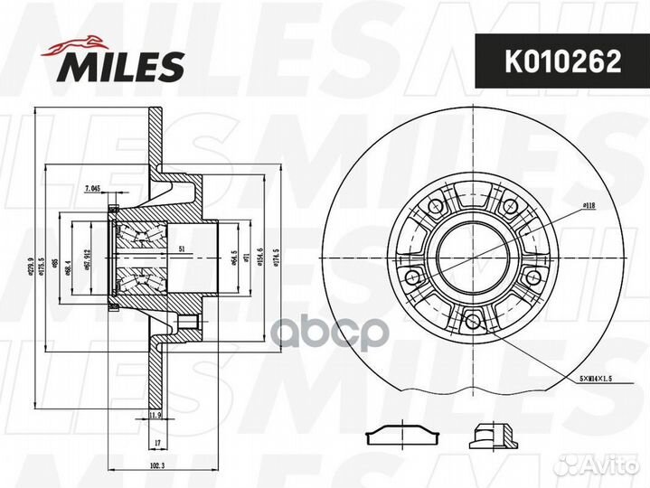 Диск тормозной задний с подшипником + ABS, NI