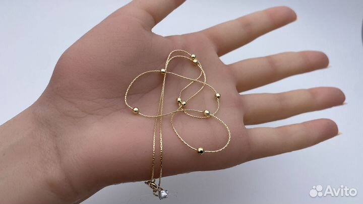 Золотая цепочка с шариками 40 см лимонное