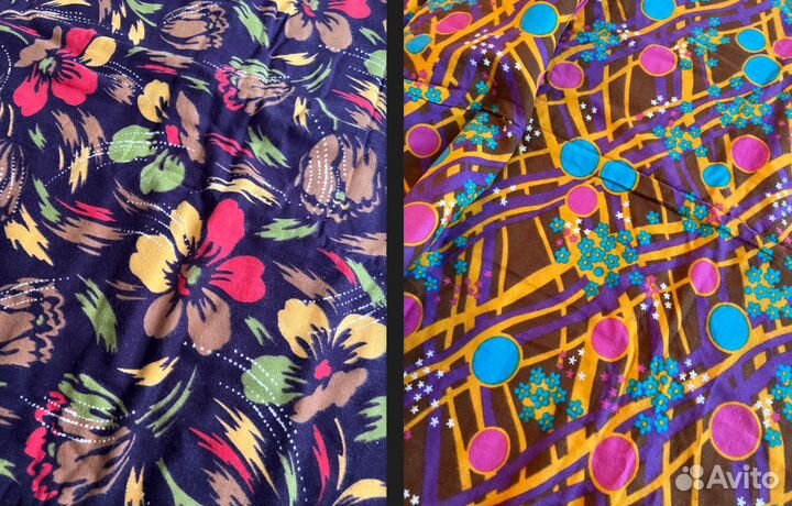 Фланель винтажная с принтом, ткань СССР, 80е