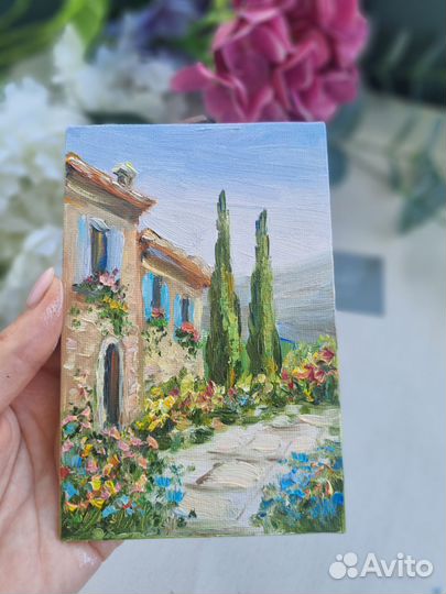 Картина маслом Прованс пейзаж с цветами