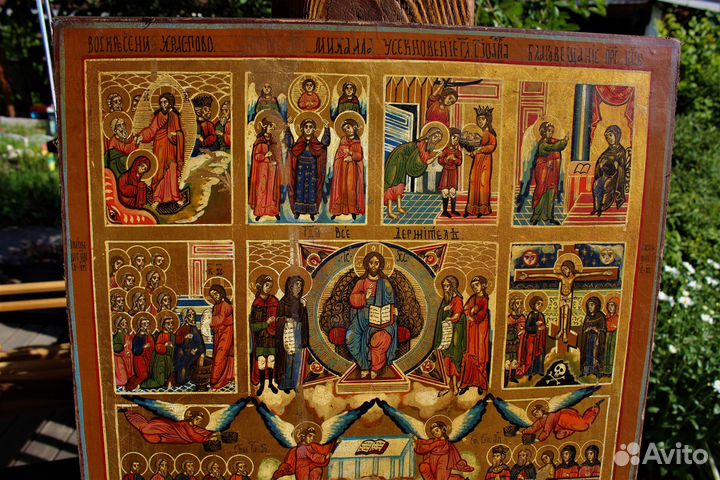 Старая икона Шестоднев Сотворение Мира 50*42