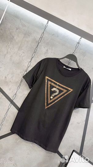 Футболка женская оверсайз со стразами, Турция