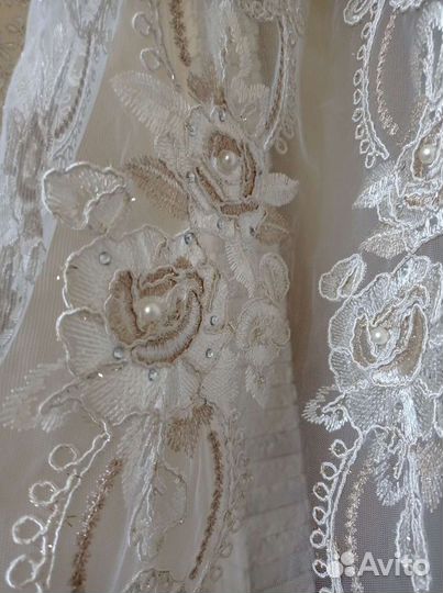 Тюль сетка 3.05см выс.,3D обьем,кристаллы,жемчуг