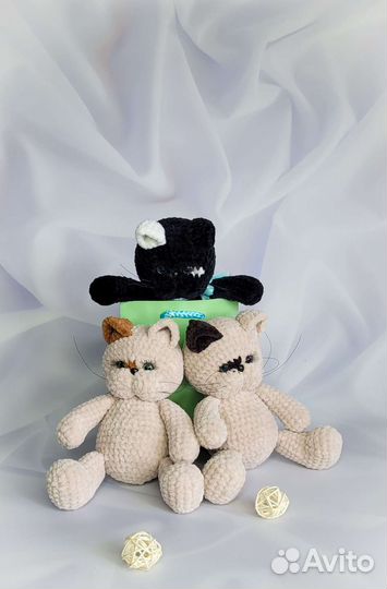 Кот вязаный/игрушка плюшевая/подарок