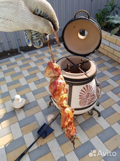 Шампуры с зажимами - фиксаторами для тандыра 10 шт