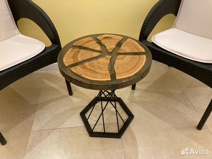 Стол из спила дуба 50см лофт