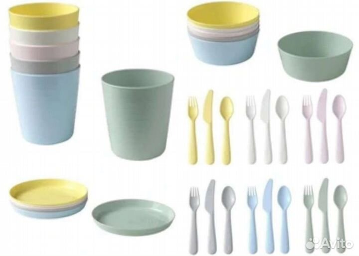 IKEA калас посуда для ребёнка, набор 36 предметов
