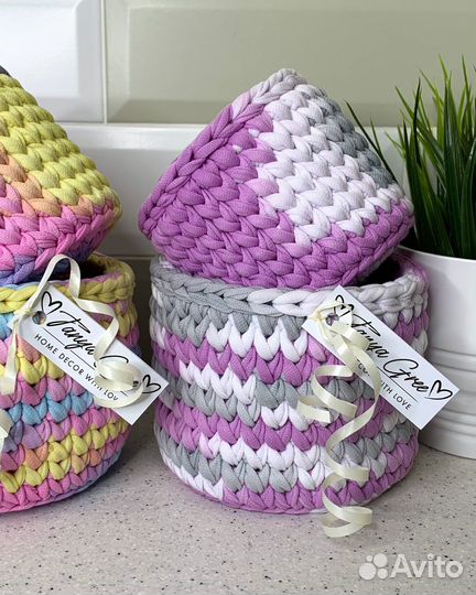 Вязаные корзинки набор