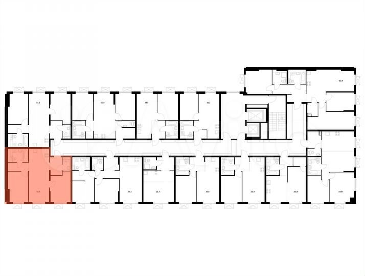 2-к. квартира, 55,9 м², 3/16 эт.