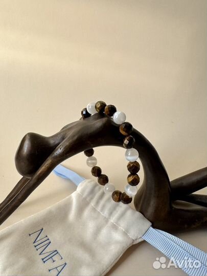 Браслет Тигровый глаз и Селенит