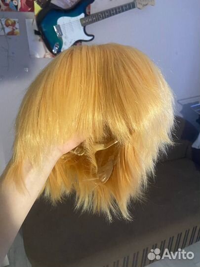 Парик желтый, парик для косплея