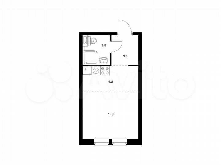 Квартира-студия, 24,4 м², 22/32 эт.