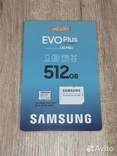 Карта памяти MicroSD 512 гб Samsung evo plus