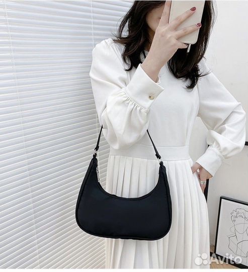 Сумка женская багет чёрная