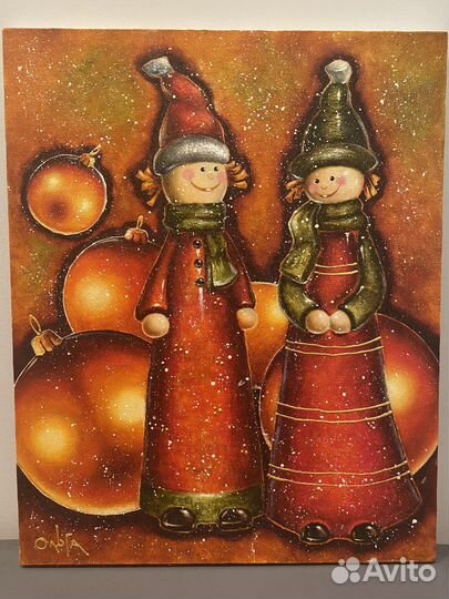 Картина «Новогодние игрушки» масло, холст