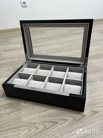 Шкатулка для наручных часов со стеклом black-2