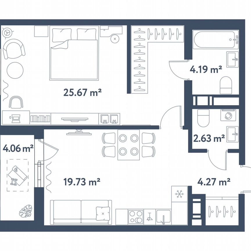 1-к. квартира, 58,5 м², 10/11 эт.