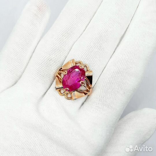 Золотое кольцо 583 пробы жук с Корундом