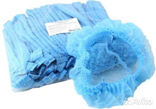 Шапочка Шарлотта 100 шт медицинская голубая