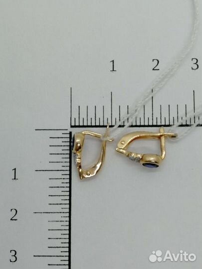 Золотые серьги с фианитом