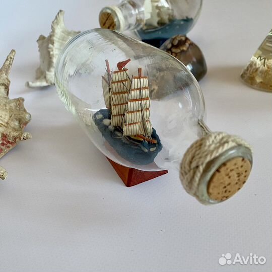 Сувенирные корабли в бутылке Mayflower 4 штуки