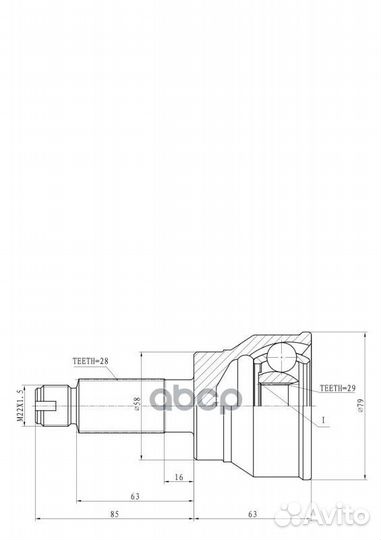 ШРУС наружный передний suzuki SX4 (2006) 29x58