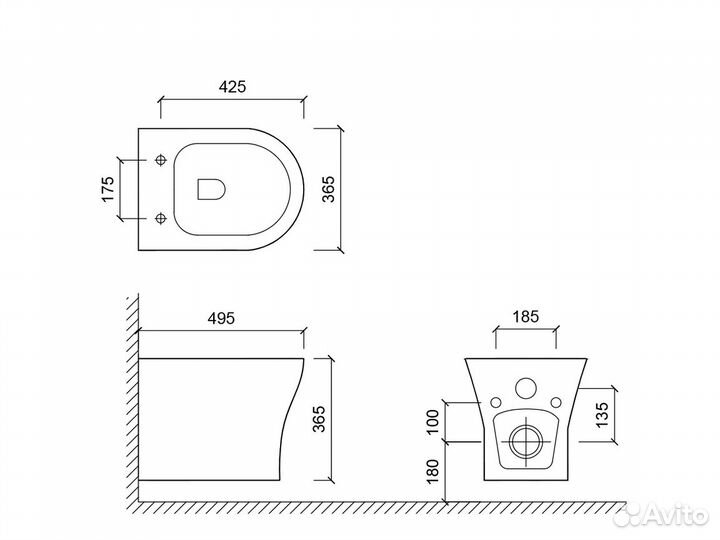 Унитаз подвесной sierra, белый