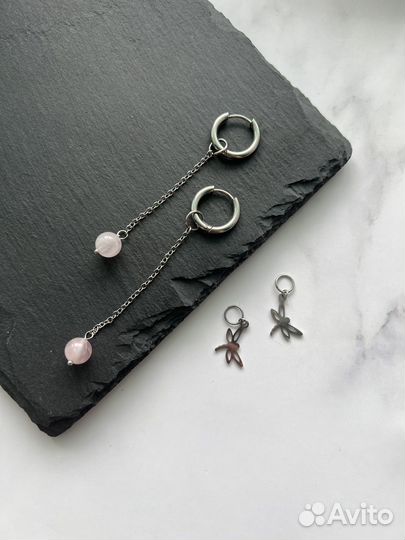 Серьги со съемными подвесками