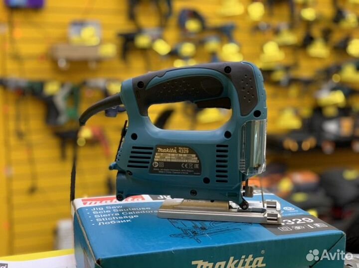 Электролобзик Makita 4329, 450 Вт сине-зеленый