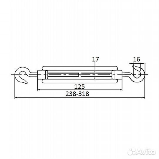 Талреп крюк/крюк CIM 3103-0112 М12 238-318мм откры