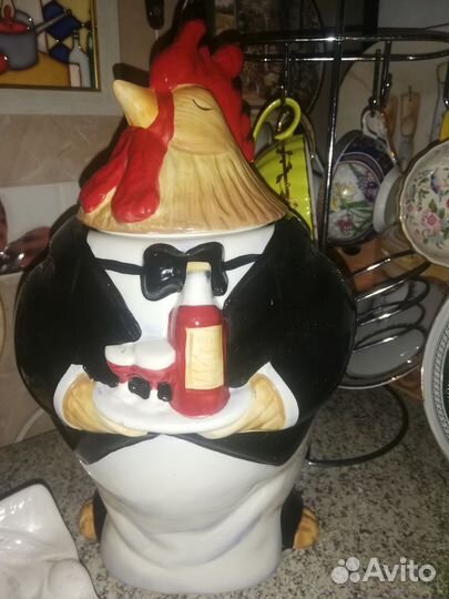 Петух, курица, подставка для яйца и емкость 4 шт