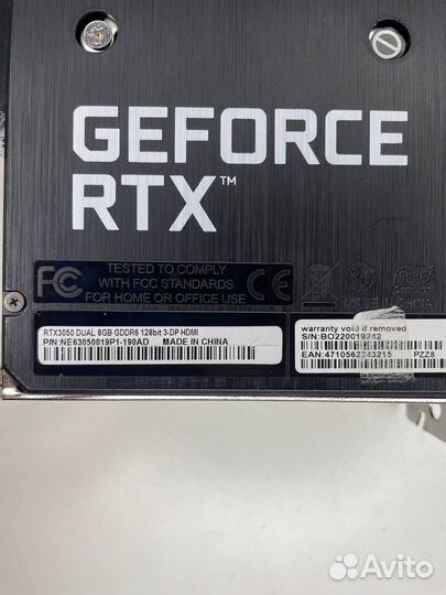 Видеокарта Palit RTX 3050 Dual 8 gb + скупка