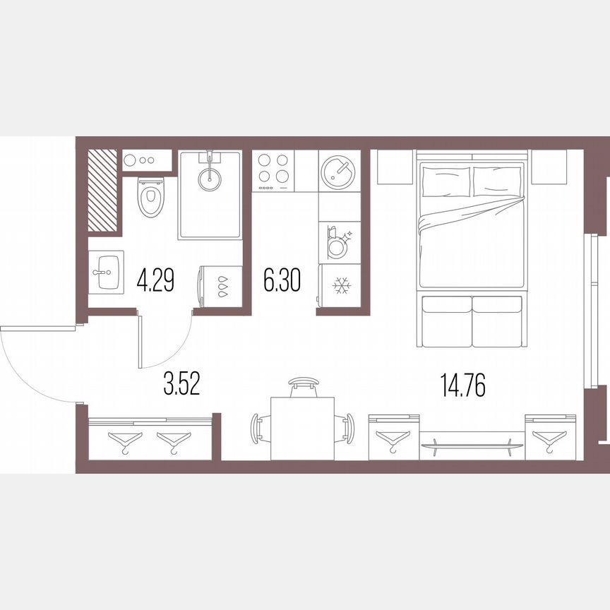 Квартира-студия, 28,9 м², 8/10 эт.