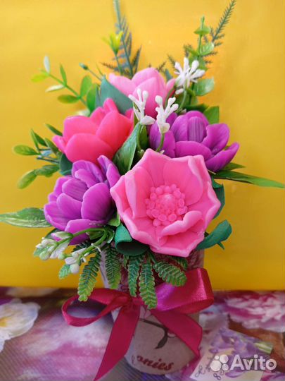 Букеты из мыла, с тюльпанами