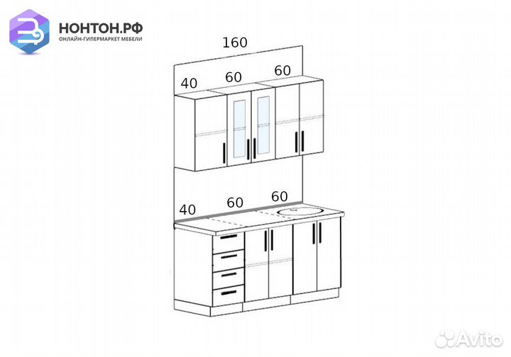 Кухня Агава 1.6 м акация белая / трюфель