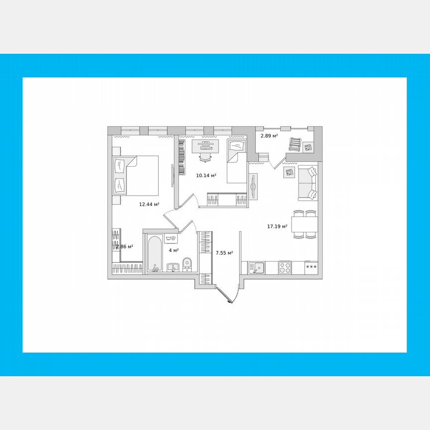 2-к. квартира, 54 м², 15/17 эт.