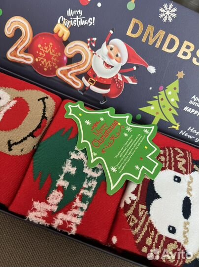 Набор новогодних носков в коробочке 3 пары