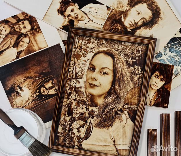 Портреты и картины по фото Пирография