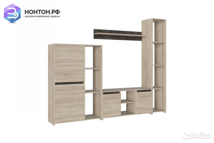 Стенка Милано-5 дуб сонома светлый / ателье темное