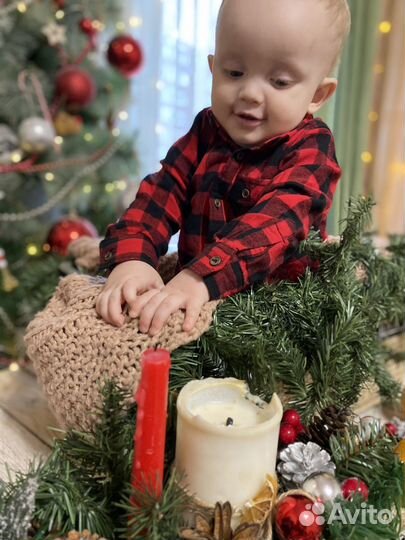 Рубашка в клетку для мальчика 92