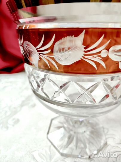 Редкая хрустальная ваза Чехословакия 1970-1980 гг