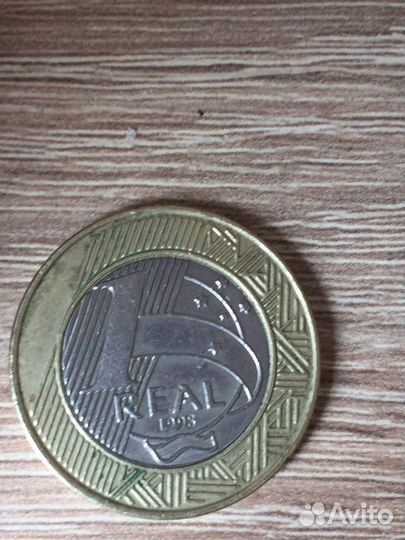 Манета brasil 1 real 1998 года