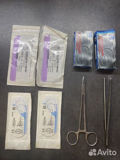 Иглодержатель, пинцет, иглы