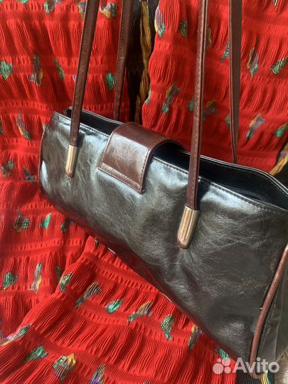 Сумка-багет натуральная кожа