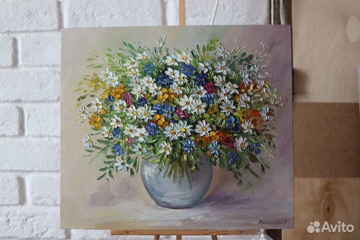Бронь Клавдия Картина маслом Цветы Ромашки